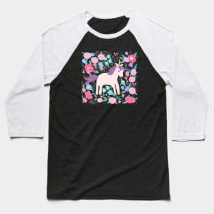 Unicorn Magic Flower Garden Baseball T-Shirt